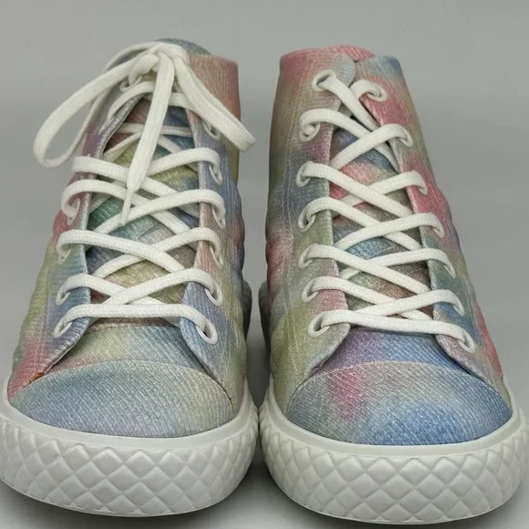 White Rainbow Chanel Shoes CHANEL 22C Quilted Rainbow CC High Top